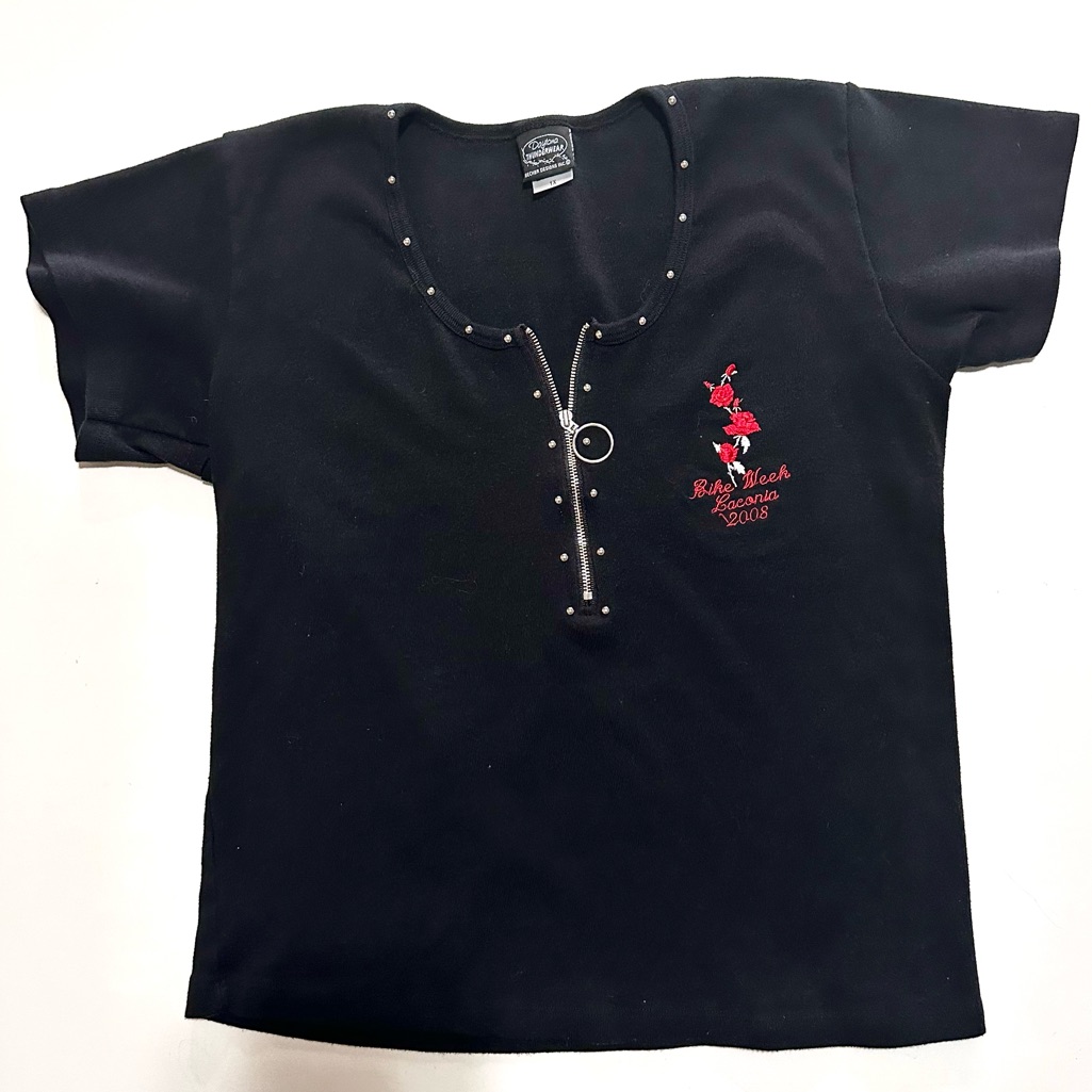 Vintage Women&acirc;s Y2k Daytona Thunderwear 2008 Moto Biker Tshirt Top